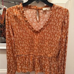 Women's Floral Orange Blouse